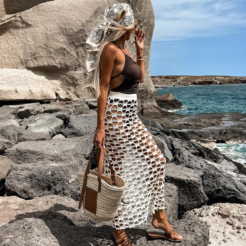 Women¡¯s Summer Solid Knit Beach Skirt ¨C Casual Bikini Cover-Up Skirt, Vacation Sarong