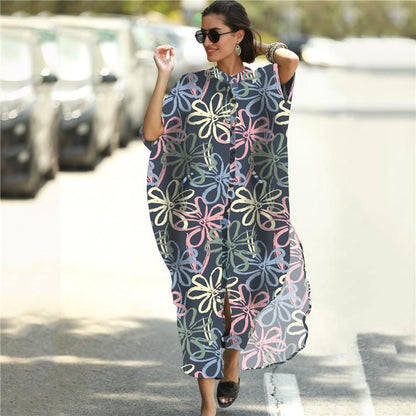 Black & Brown Striped Beach Robe ¨C Sexy Single-Breasted Bikini Cover-Up, Vacation Kimono