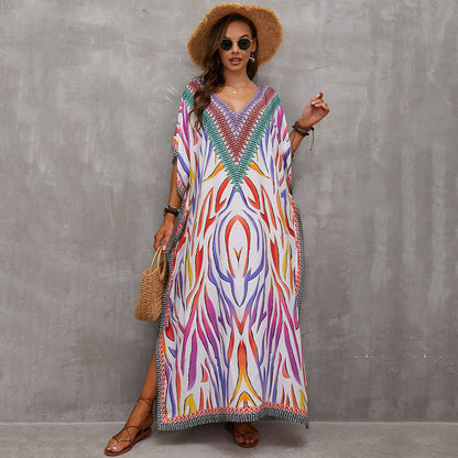 Rayon Engineered-Print Beach Robe ¨C Vacation Bikini Cover-Up, Women¡¯s Swimsuit Outerwear