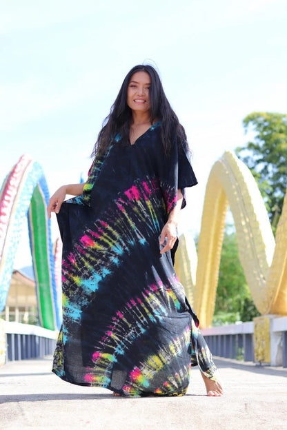 Cotton Ombre Beach Robe ¨C Loose Striped Bikini Cover-Up Dress, Vacation Maxi Kimono
