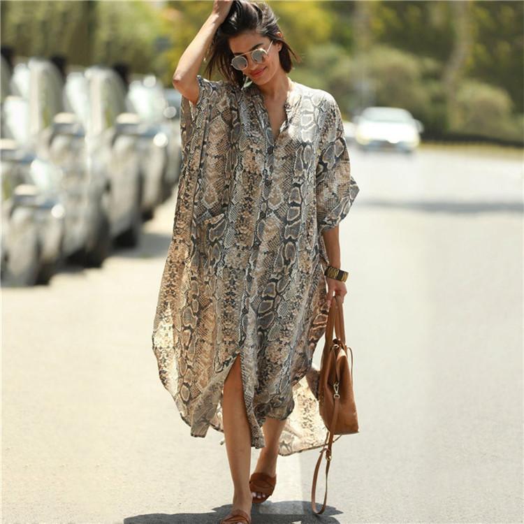 Black & Brown Striped Beach Robe ¨C Sexy Single-Breasted Bikini Cover-Up, Vacation Kimono