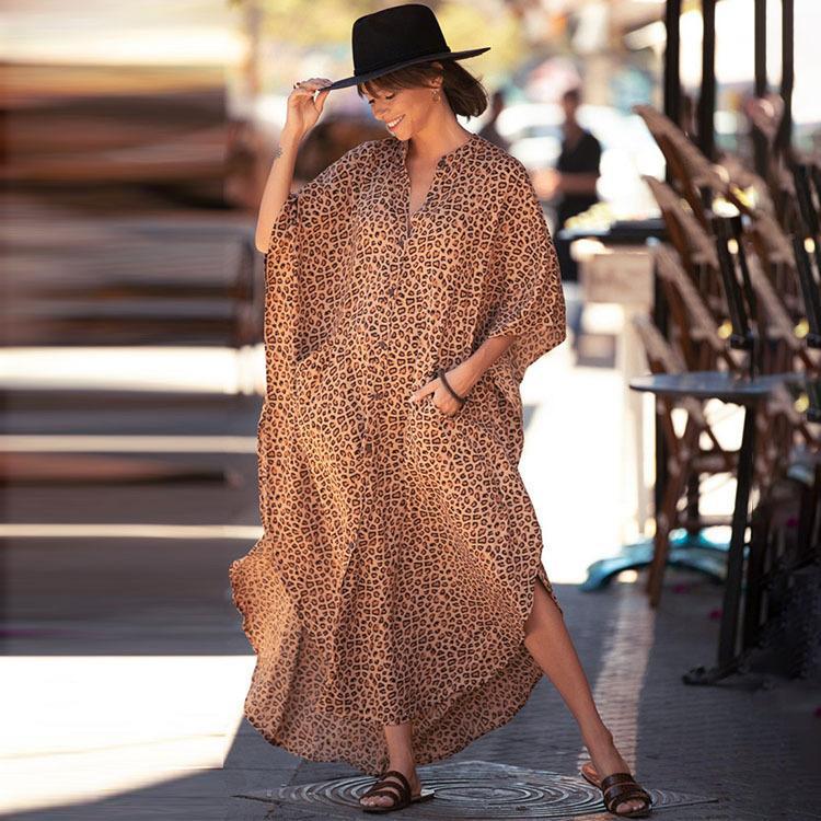 Black & Brown Striped Beach Robe ¨C Sexy Single-Breasted Bikini Cover-Up, Vacation Kimono