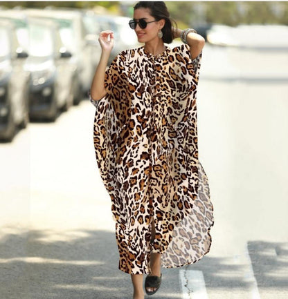 Black & Brown Striped Beach Robe ¨C Sexy Single-Breasted Bikini Cover-Up, Vacation Kimono