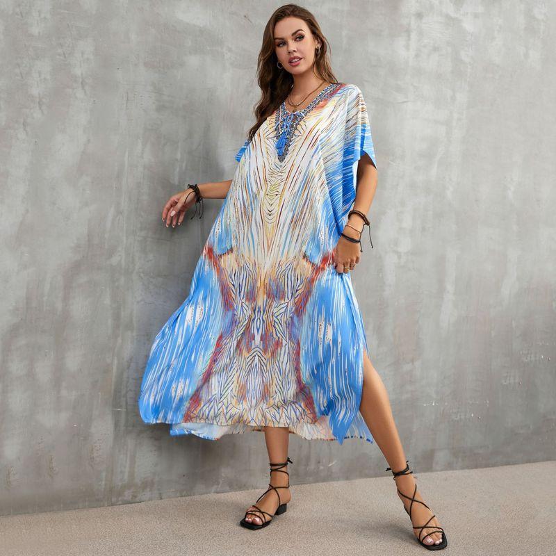 Tie-Strap Beach Cover-Up Dress ¨C Vacation Kimono Robe Maxi