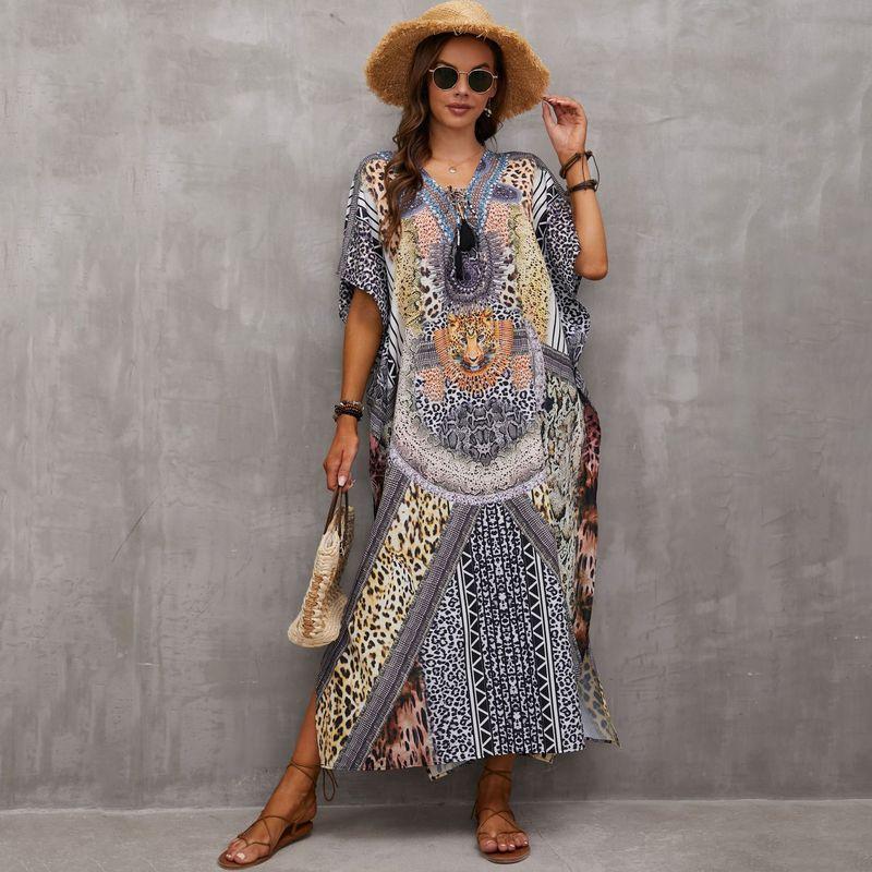 Tie-Strap Beach Cover-Up Dress ¨C Vacation Kimono Robe Maxi