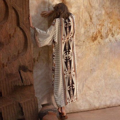 Printed Sexy Cardigan with Belt ¨C Beach Cover-Up, Vacation Bikini Kimono with Tie Waist