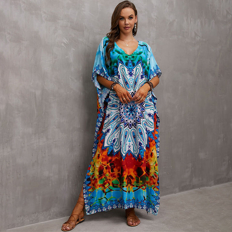 Rayon Engineered-Print Beach Robe ¨C Vacation Bikini Cover-Up, Women¡¯s Swimsuit Outerwear