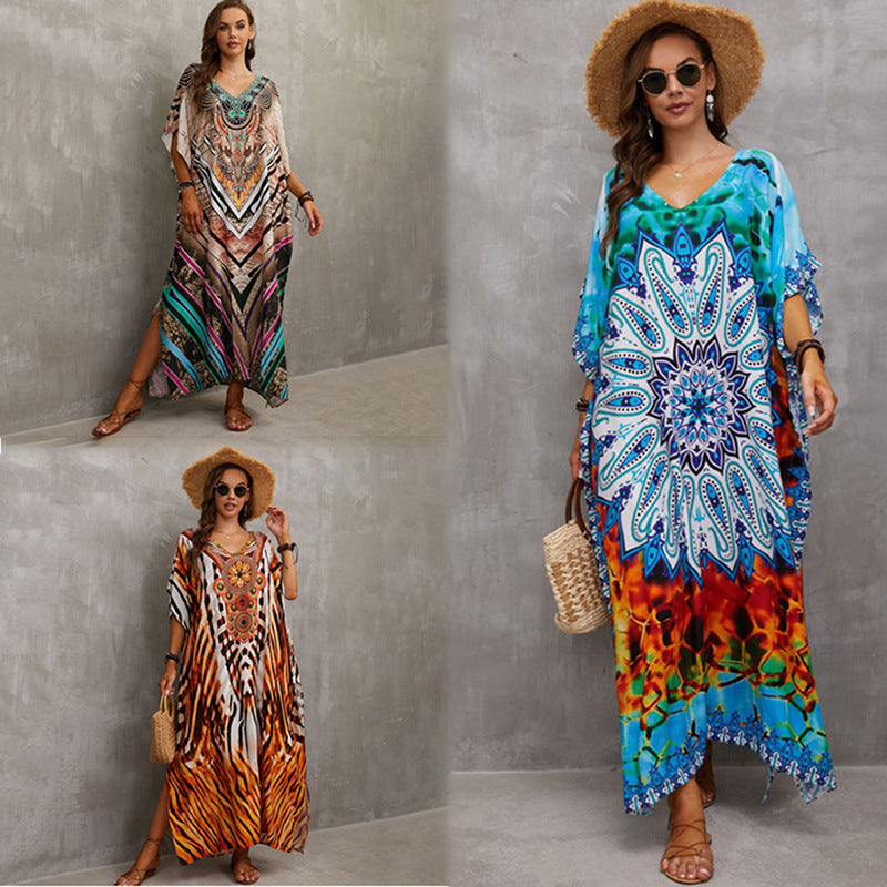 Rayon Engineered-Print Beach Robe ¨C Vacation Bikini Cover-Up, Women¡¯s Swimsuit Outerwear