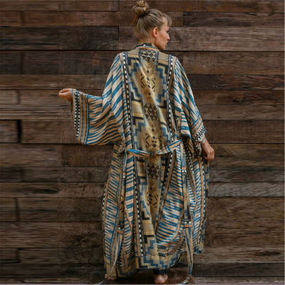 Printed Sexy Cardigan with Belt ¨C Beach Cover-Up, Vacation Bikini Kimono with Tie Waist