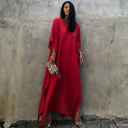 Solid Color Beach Maxi Robe ¨C Loose Bikini Cover-Up Dress, Vacation Swimsuit Long Kimono