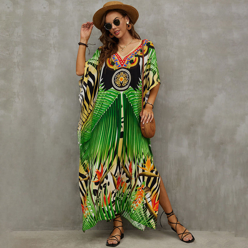 Rayon Engineered-Print Beach Robe ¨C Vacation Bikini Cover-Up, Women¡¯s Swimsuit Outerwear
