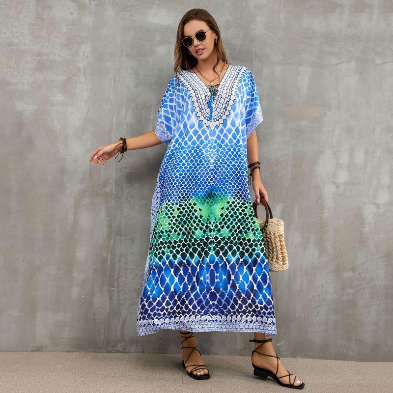 Tie-Strap Beach Cover-Up Dress ¨C Vacation Kimono Robe Maxi