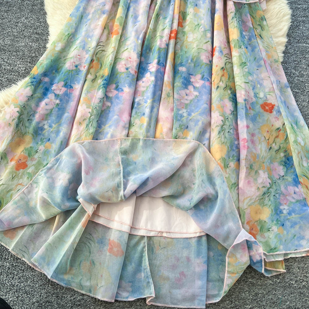 Women's V-Neck Camisole Floral Print Dress for Vacation Maxi Dress