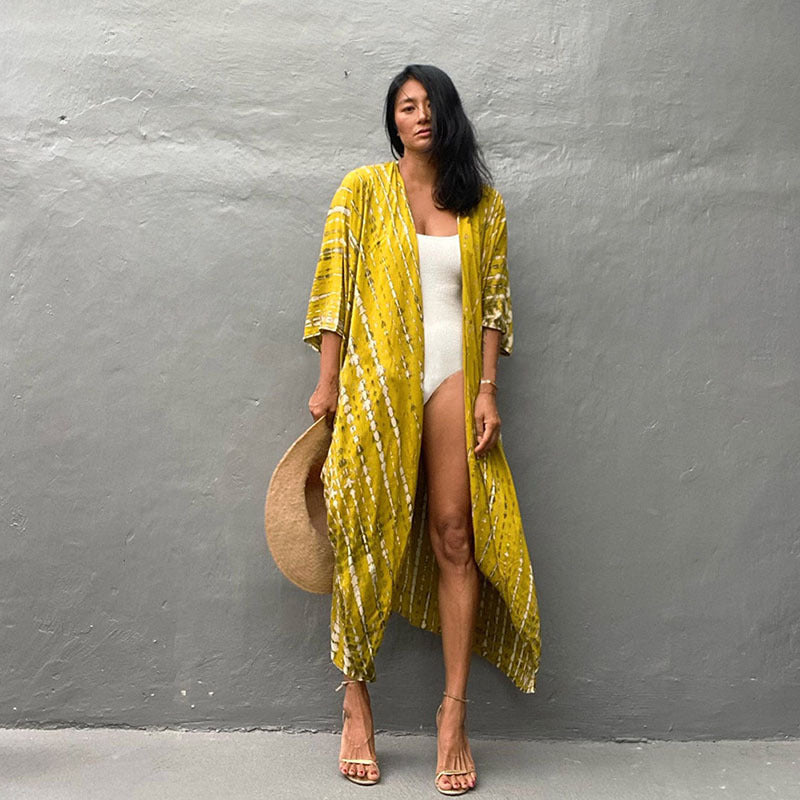 Women¡¯s Rayon Tie-Dye Beach Cover-Up ¨C Vacation Bikini Kimono, Sun Protection Swimsuit Outerwear