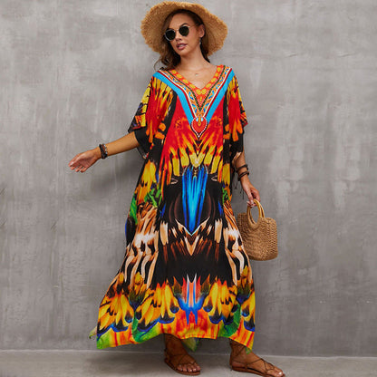 Rayon Engineered-Print Beach Robe ¨C Vacation Bikini Cover-Up, Women¡¯s Swimsuit Outerwear