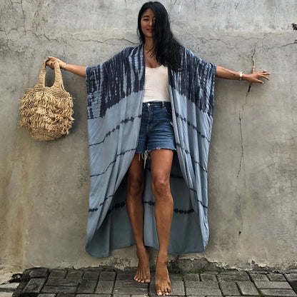 Women¡¯s Rayon Tie-Dye Beach Cover-Up ¨C Vacation Bikini Kimono, Sun Protection Swimsuit Outerwear