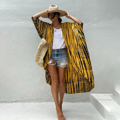 Women¡¯s Rayon Tie-Dye Beach Cover-Up ¨C Vacation Bikini Kimono, Sun Protection Swimsuit Outerwear