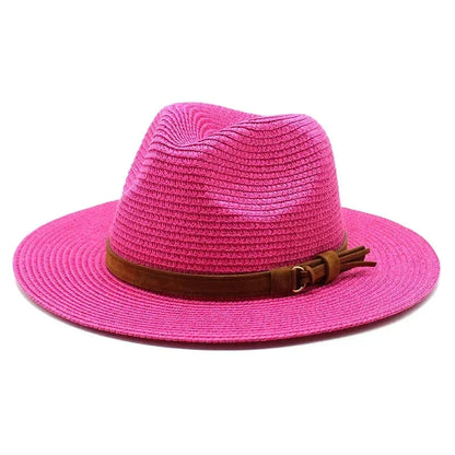 New Big Size 59-60CM Panama Hat Summer Sun Hats for Women Man Outdoor Beach Straw UV Protection Cap Chapeau Jazz Trilby Cap