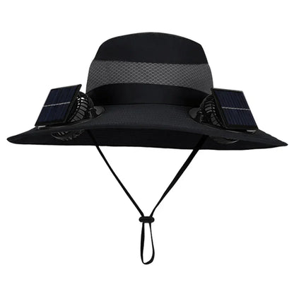 Outdoor Camping Fishing Hiking Sunscreen Fisherman Hat Solar Fan Cap Portable Solar Charging Cap With Fan For Unisex