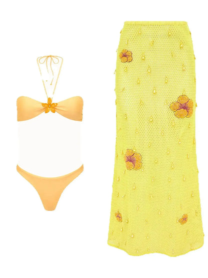 Tropical sally three piece Swimsuit