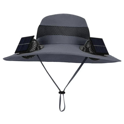 Outdoor Camping Fishing Hiking Sunscreen Fisherman Hat Solar Fan Cap Portable Solar Charging Cap With Fan For Unisex