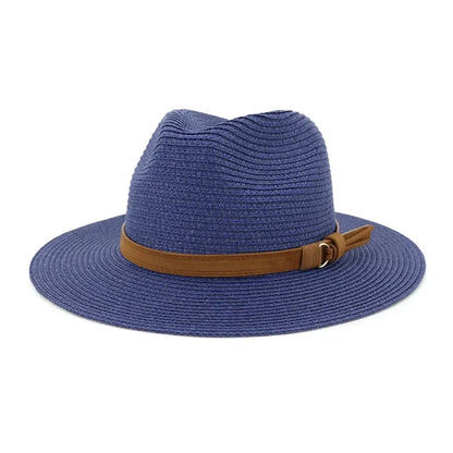 New Big Size 59-60CM Panama Hat Summer Sun Hats for Women Man Outdoor Beach Straw UV Protection Cap Chapeau Jazz Trilby Cap