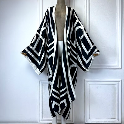 Kimono Robe – Midnight Maze Floral Beach Cover Up