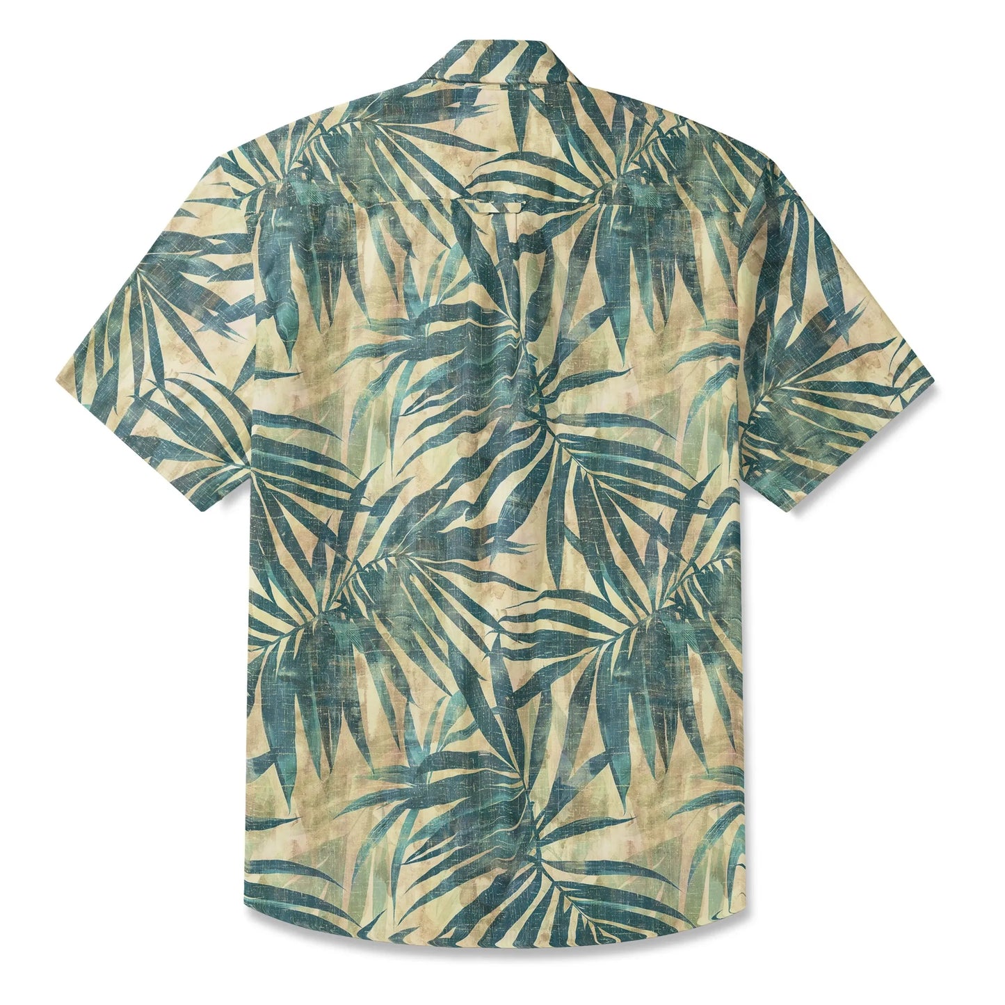 LeosWare® Men's Hawaiian Shirt Short Sleeve Button-up 100% Cotton Green Aloha Vintage Palm