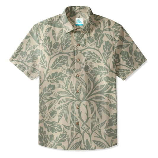 LeosWare® Men's Hawaiian Shirt Short Sleeve Button-up Breathable & Quick-Dry Aloha Oak Grove