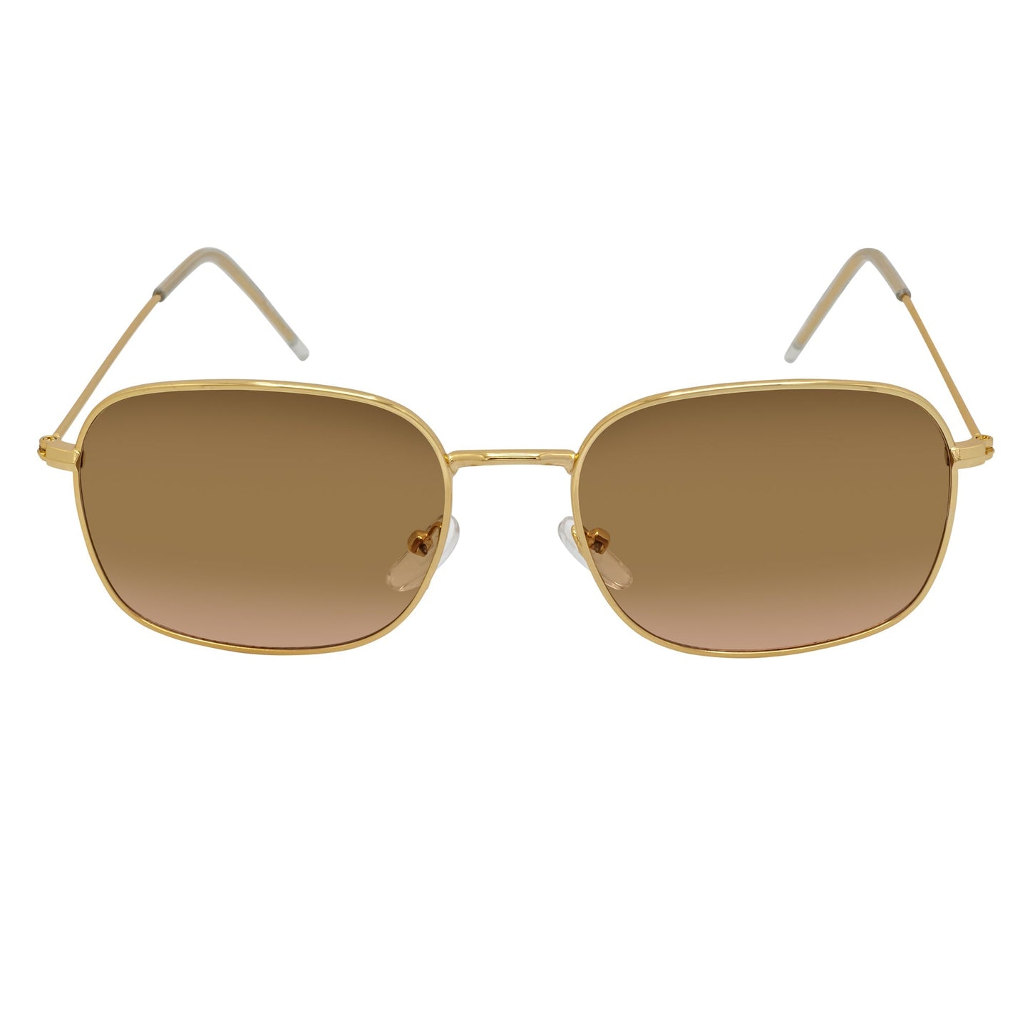 BRANDIN - Classic Square Thin Metal Sunglasses Gold Amber Fade Lens