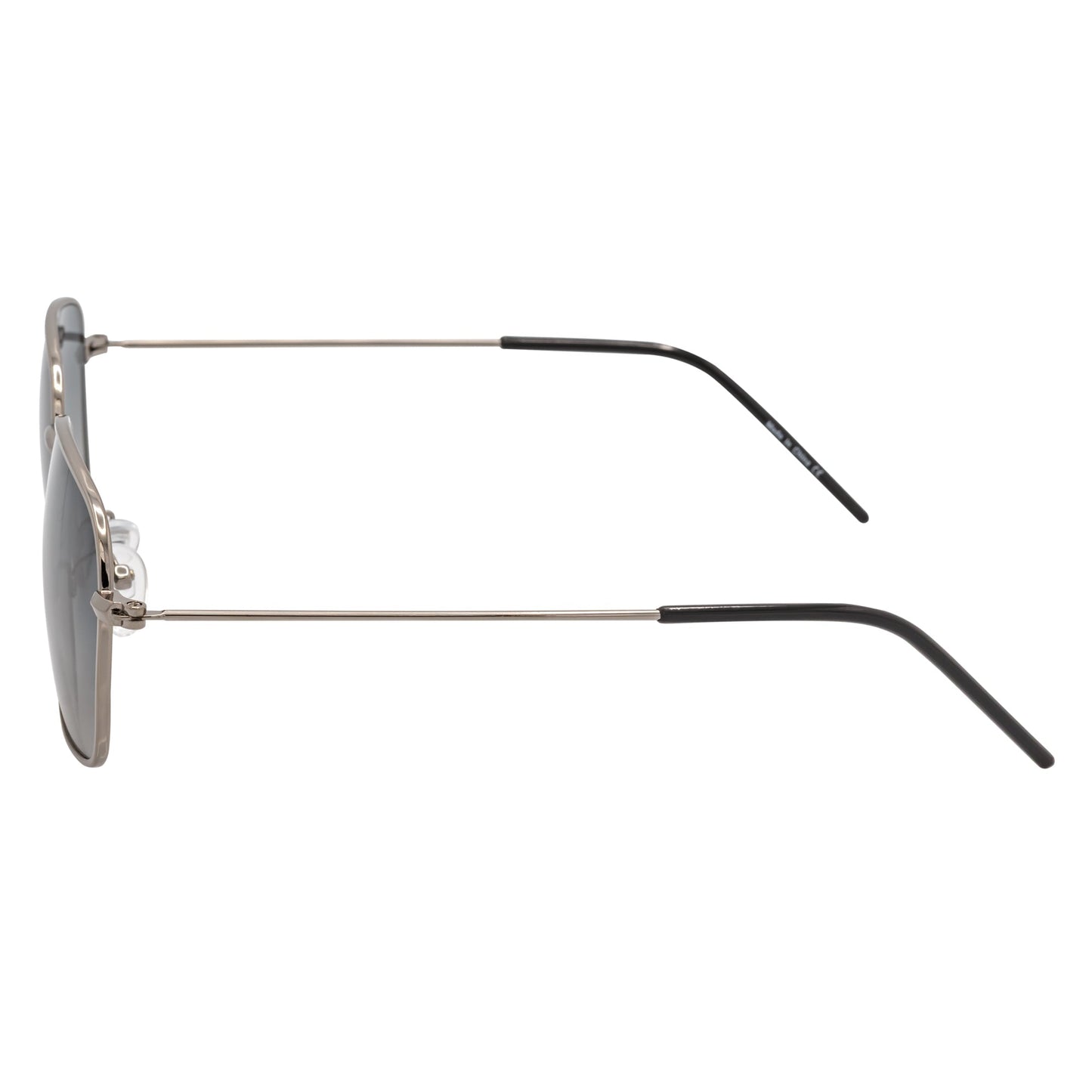 BRANDIN - Classic Square Thin Metal Sunglasses Silver Smoke Fade Lens