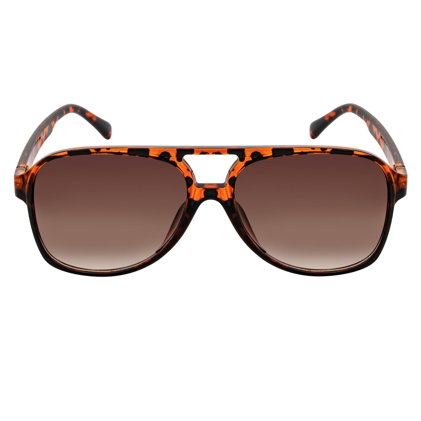 BRASCO - Classic Plastic Teardrop Aviator Tortoise Sunglasses Amber Fade Lens