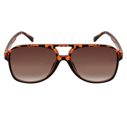 BRASCO - Classic Plastic Teardrop Aviator Tortoise Sunglasses Amber Fade Lens