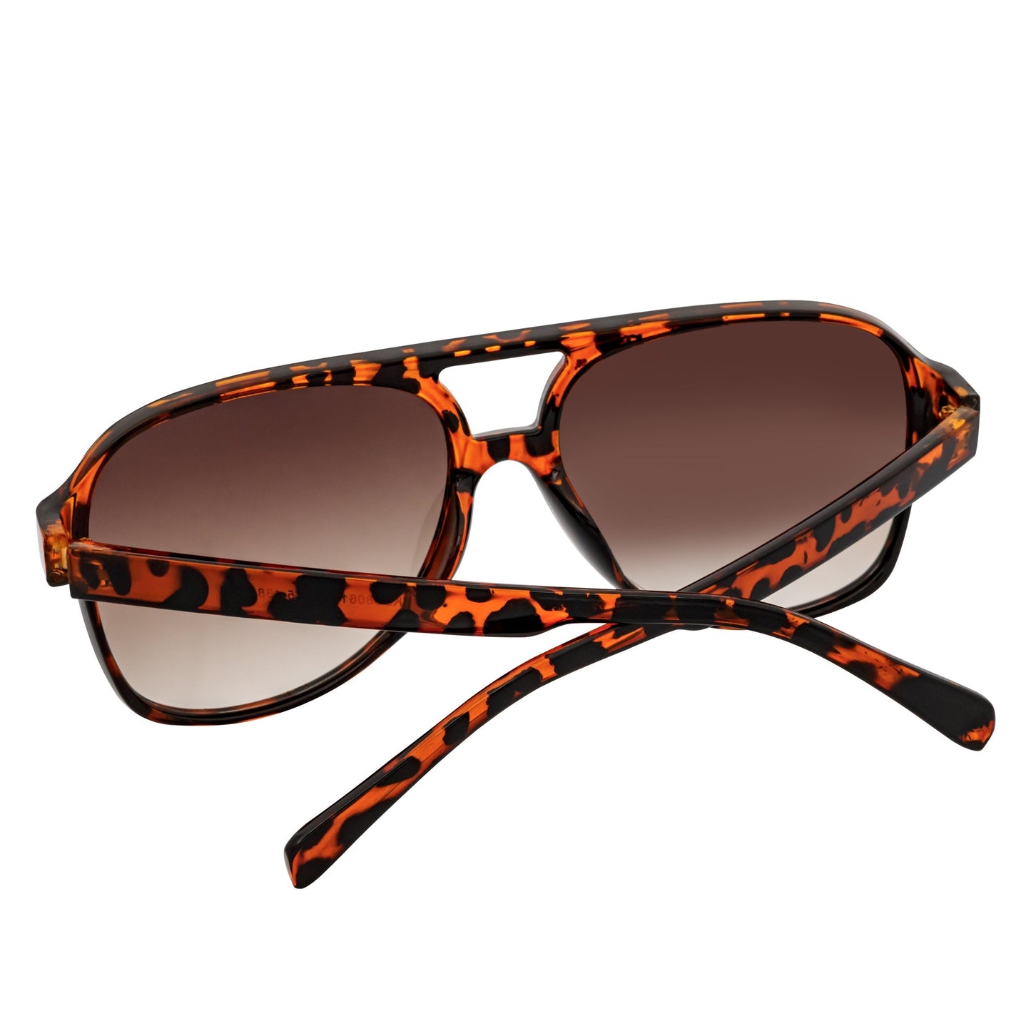 BRASCO - Classic Plastic Teardrop Aviator Tortoise Sunglasses Amber Fade Lens