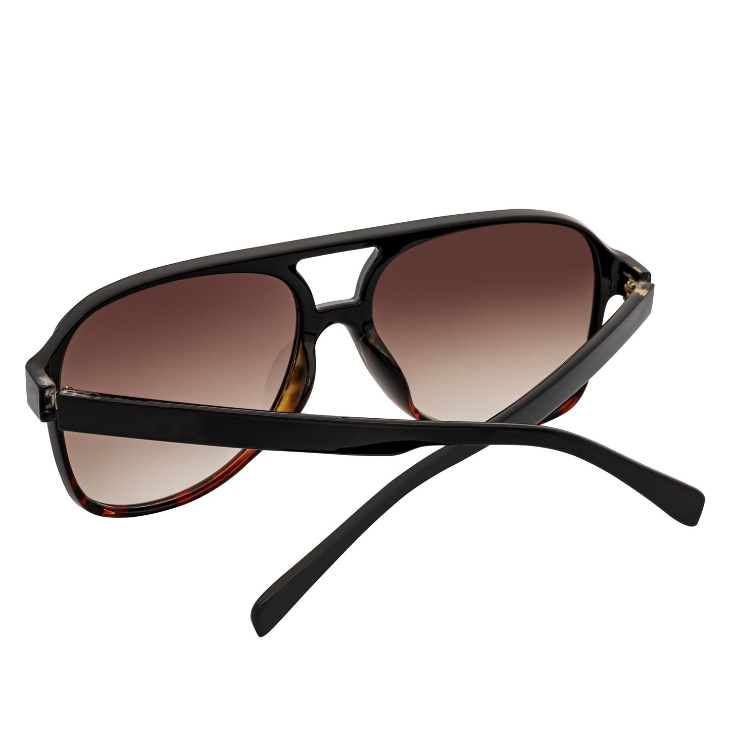 BRASCO - Classic Teardrop Aviator Black-Tortoise Sunglasses Amber Fade