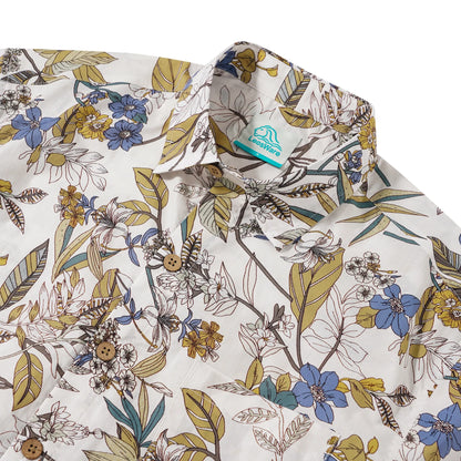 LeosWare® Men's Hawaiian Shirt Short Sleeve Button-up 100% Cotton Aloha Vintage Floral Branches And Leaves