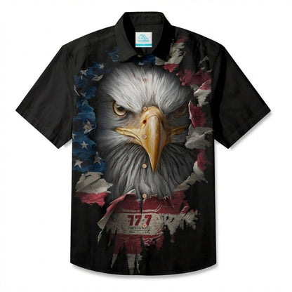 LeosWare® Men's Hawaiian Shirt Short Sleeve Button-up Breathable & Quick-Dry Aloha Embodying Freedom And Strength