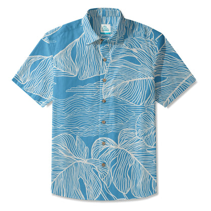 LeosWare® Men's Hawaiian Shirt Short Sleeve Button-up Breathable & Quick-Dry Aloha Seafoam Botanicals