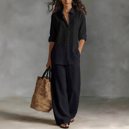 Women's Bohemian Cotton-Linen Top & Pants Set – Resort Lounge Co-ord
