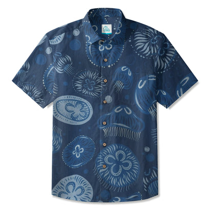 LeosWare® Men's Hawaiian Shirt Short Sleeve Button-up Breathable & Quick-Dry Aloha Seaside Serenity