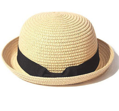 Classic Simple Female Hat For Summer Beach Hat Casual Lady Summer Solid Color Straw Hat Women Elegant Hat Traveling Hats UV Protection Sun Cap Women Flat Bowknot Design Cute Cap Girls Hat 56-58cm