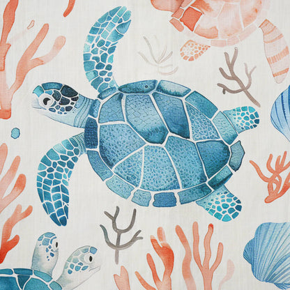 LeosWare® Men's Hawaiian Shirt Short Sleeve Button-up 100% Cotton Blue Aloha Blue Turtle Roaming Coral
