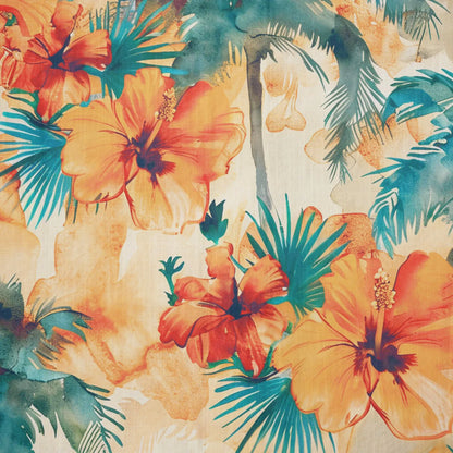 LeosWare® Men's Hawaiian Shirt Short Sleeve Button-up 100% Cotton Orange Aloha Sunset Orange Coconut Breeze