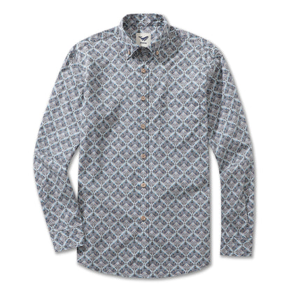 Men's Hawaiian Shirt Blooming Beauty Cotton Button-down Long Sleeve Aloha Shirt