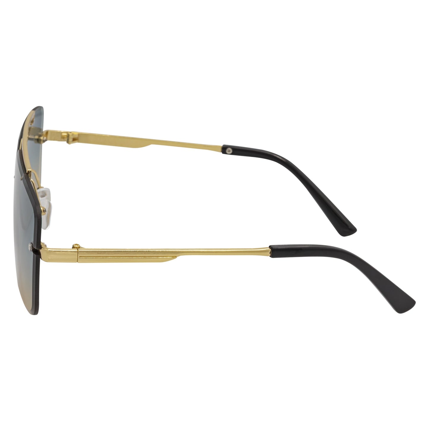DIRECTOR - Rimless Metal Flat Top Aviator Gold Sunglasses Blue-Tan Lens