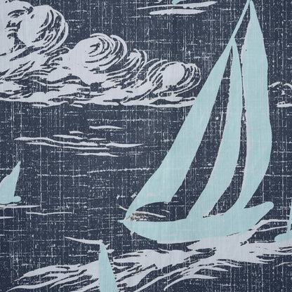 LeosWare® Sailboat Men's Hawaiian Shirt Short Sleeve Button-up 100% Cotton Blue Aloha Sailing To The Horizon