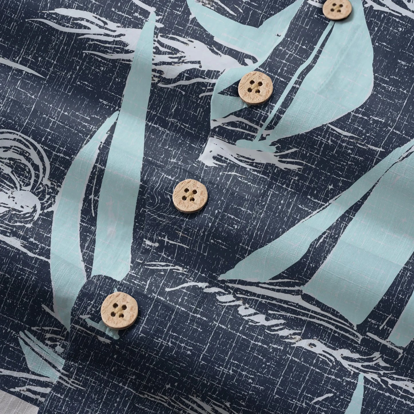 LeosWare® Sailboat Men's Hawaiian Shirt Short Sleeve Button-up 100% Cotton Blue Aloha Sailing To The Horizon