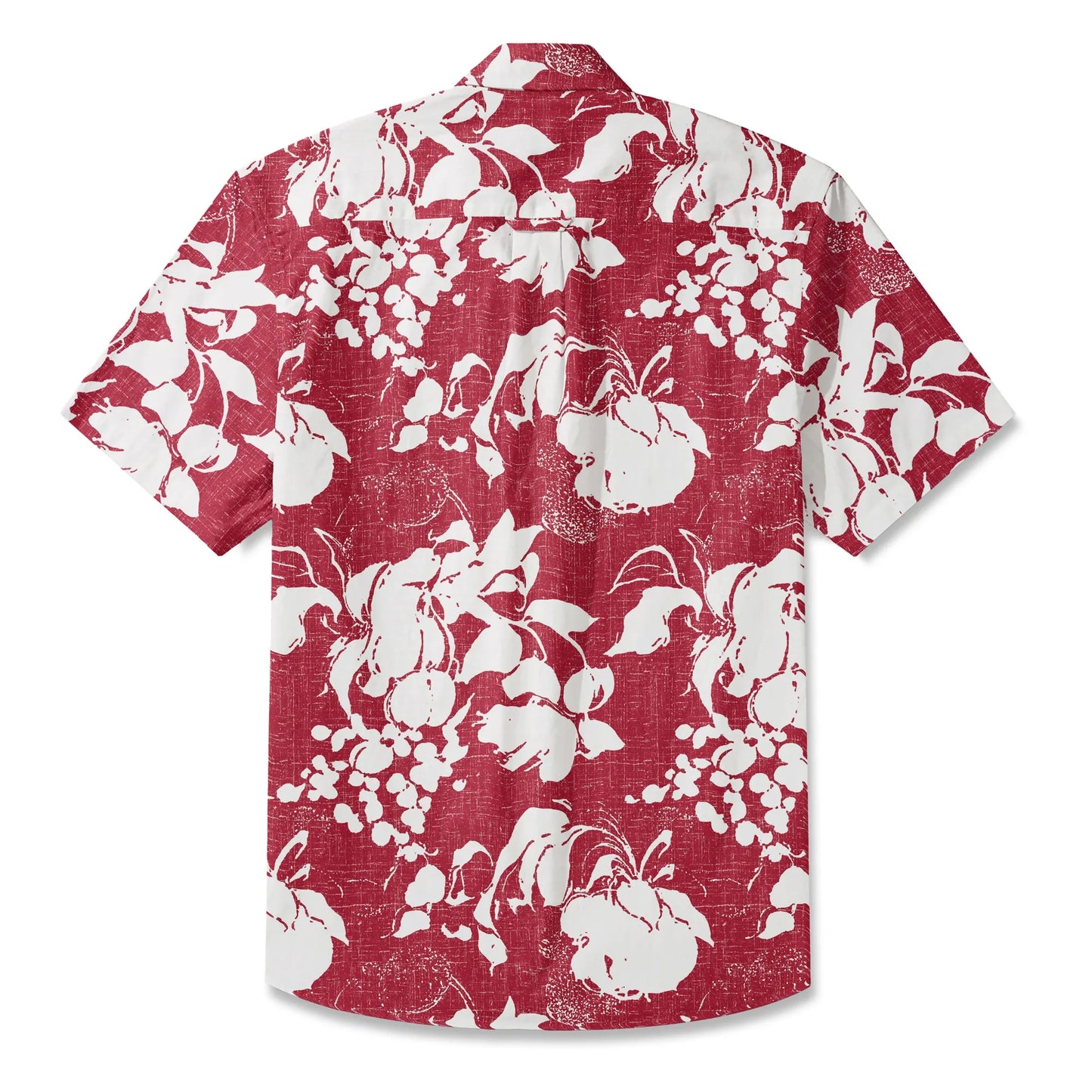 LeosWare® Flower Men's Hawaiian Shirt Short Sleeve Button-up 100% Cotton Red Aloha Crimson Blossom Harmony
