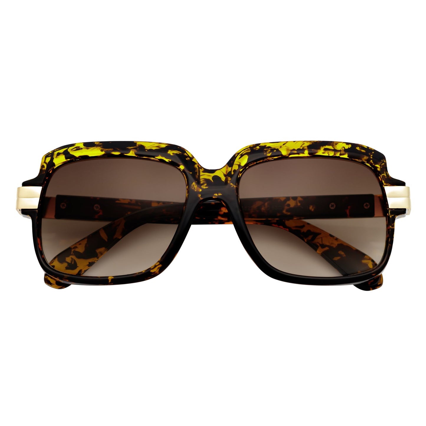 EMCEE - Retro Classic Square Sunglasses Tortoise Amber Fade Lens