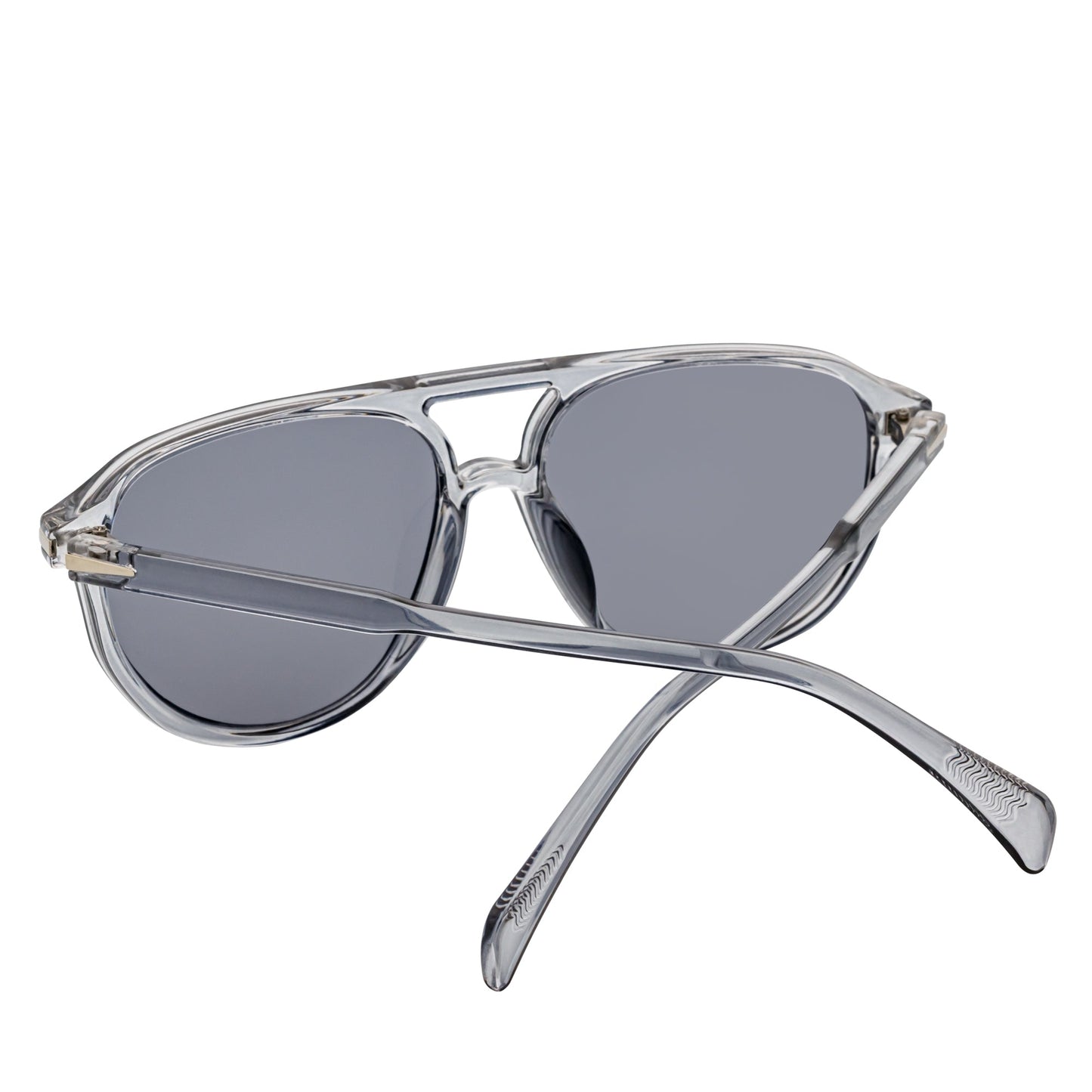 EPOCH Classic Flat Top Plastic Aviator Clear-Gray Sunglasses Smoke Lens